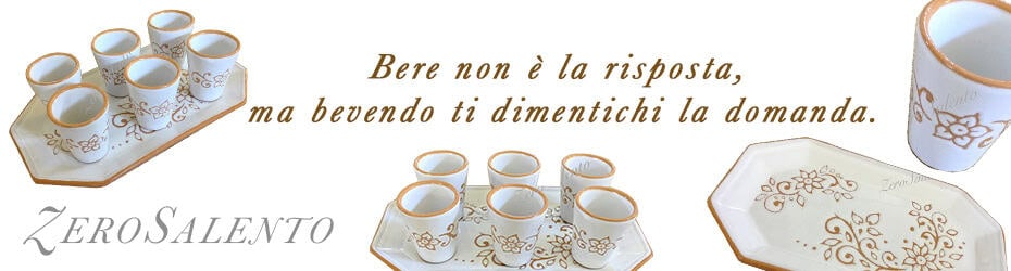 Banner stoviglieria a incisione servizio bicchieri limoncello e liquore bianca artigianale - by ZeroSalento