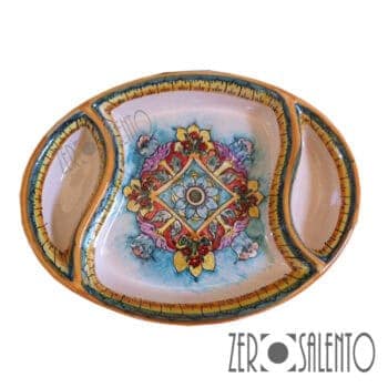 Antipastiera ovale in Terracotta dipinta a mano