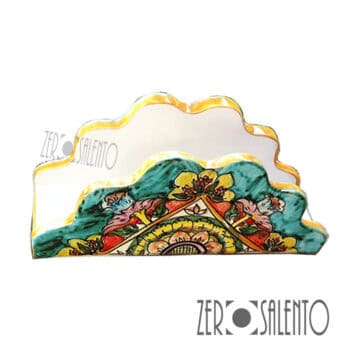 Porta Tovaglioli a triangolo in terracotta dipinto a mano - immagine 3