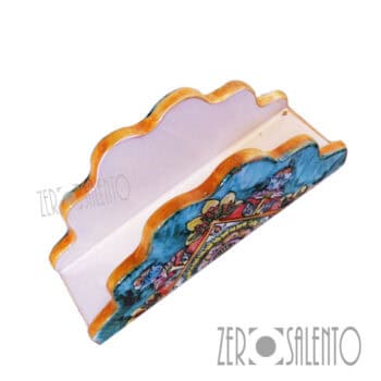 Porta Tovaglioli a triangolo in terracotta dipinto a mano - immagine 5