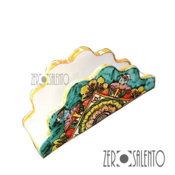 Porta Tovaglioli a triangolo in terracotta dipinto a mano - immagine 4