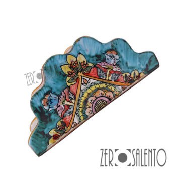 Porta Tovaglioli a triangolo in terracotta dipinto a mano