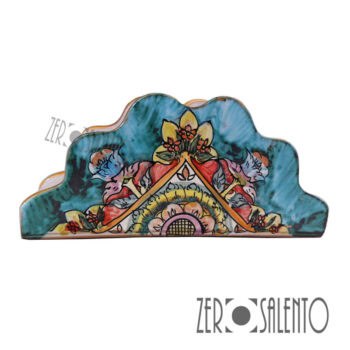 Porta Tovaglioli a triangolo in terracotta dipinto a mano - immagine 2