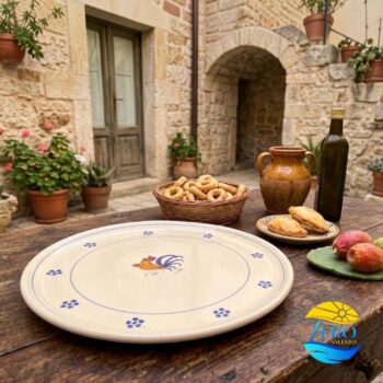 Piatto Pizza e Maxi Pizza in Terracotta – Ceramica decoro Gallo Salentino