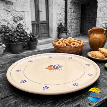 Piatto Pizza e Maxi Pizza in Terracotta – Ceramica decoro Gallo Salentino