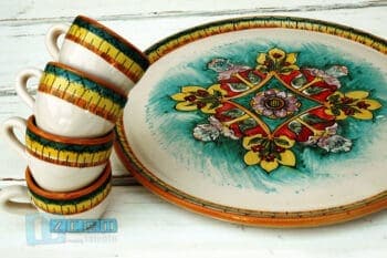 Tazzine da Caffè con zuccheriera e sotto piatto in terracotta - immagine 4