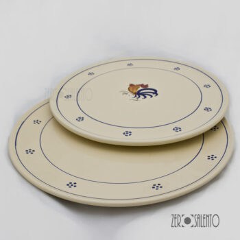 Piatto Pizza e Maxi Pizza in Terracotta - Ceramica decoro Gallo Salentino - immagine 2