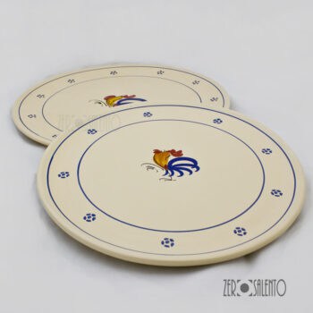 Piatto Pizza e Maxi Pizza in Terracotta - Ceramica decoro Gallo Salentino