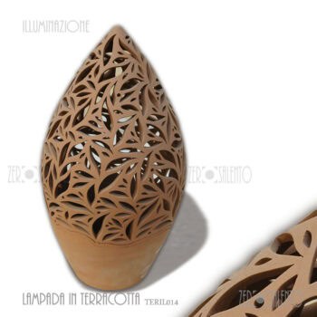 Lampada in terracotta a pigna a due pezzi traforata Teril02A
