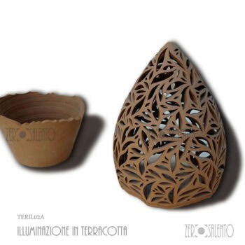 Lampada in terracotta a pigna a due pezzi traforata Teril02A - immagine 2