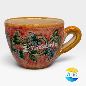 Tazzine da Caffè con zuccheriera e vassoio in terracotta dipinte a mano - immagine 8
