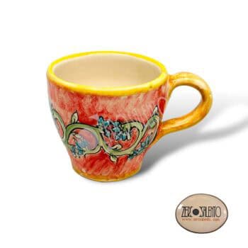 Tazzina da Caffè dipinta a mano in terracotta - immagine 3