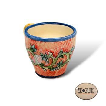 Tazzina da Caffè dipinta a mano in terracotta - immagine 4