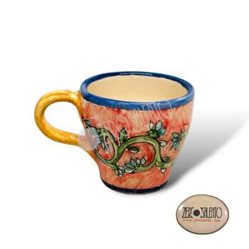 Tazzina da Caffè dipinta a mano in terracotta - immagine 2