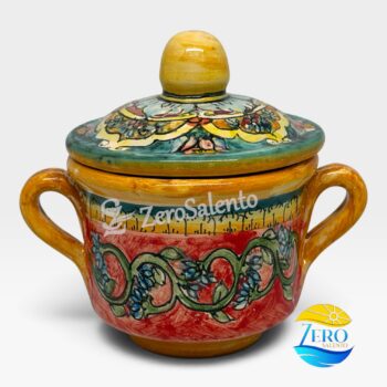 Tazzine da Caffè con zuccheriera e vassoio in terracotta dipinte a mano - immagine 3