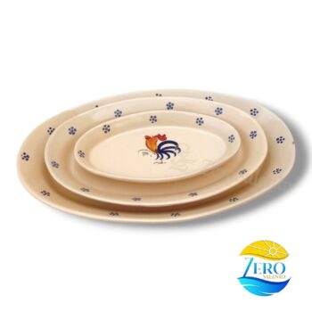 Piatto Ovale da portata in Terracotta - Ceramica decoro Gallo