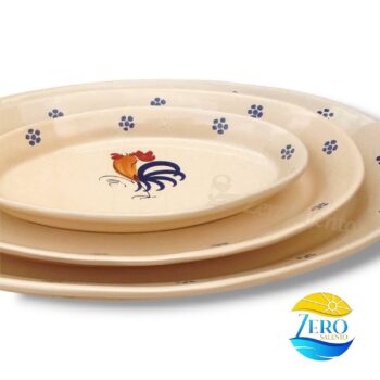 Piatto Ovale da portata in Terracotta - Ceramica decoro Gallo - immagine 2