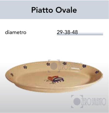 Piatto Ovale da portata in Terracotta - Ceramica decoro Gallo