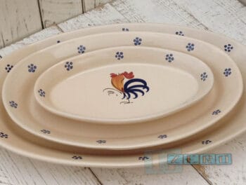 Piatto Ovale da portata in Terracotta - Ceramica decoro Gallo - immagine 2