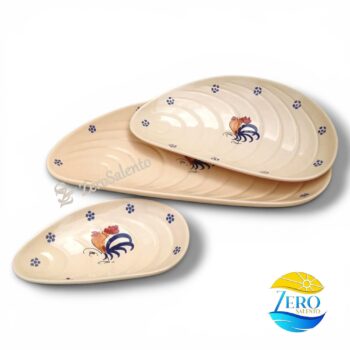 Antipastiera Cozza in Terracotta - Ceramica decoro con Gallo Salentino