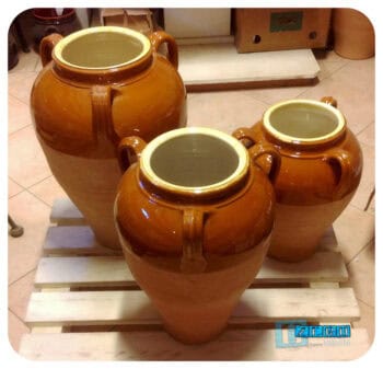Capasa in Terracotta per olio d'oliva - frise - vino - fichi secchi di forma panciuta tipica del Salento - immagine 5