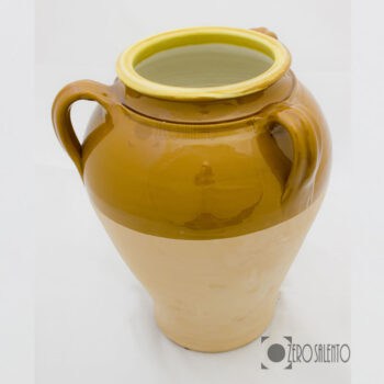 Capasa in Terracotta per olio d'oliva - frise - vino - fichi secchi di forma panciuta tipica del Salento - immagine 2