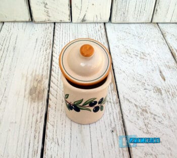 Barattolo Spezie - Tè - Sale - Caffè - Zucchero in Terracotta - Ceramica decoro Olive - immagine 7