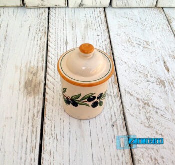 Barattolo Spezie - Tè - Sale - Caffè - Zucchero in Terracotta - Ceramica decoro Olive - immagine 2