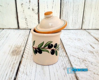 Barattolo Spezie - Tè - Sale - Caffè - Zucchero in Terracotta - Ceramica decoro Olive - immagine 6