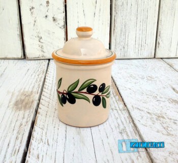 Barattolo Spezie - Tè - Sale - Caffè - Zucchero in Terracotta - Ceramica decoro Olive - immagine 4