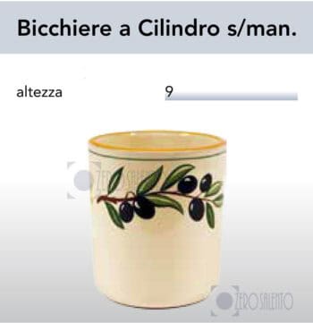 BICCHIERE in Terracotta senza manico - Ceramica decoro Olive