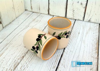 BICCHIERE in Terracotta senza manico - Ceramica decoro Olive - immagine 2