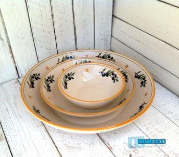 Coppa Coppe Coppette Centrotavola in Terracotta - Ceramica decoro Olive - immagine 2