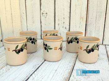 Servizio BICCHIERI da 6 pz. con manico in Terracotta - Ceramica decoro Olive - immagine 5