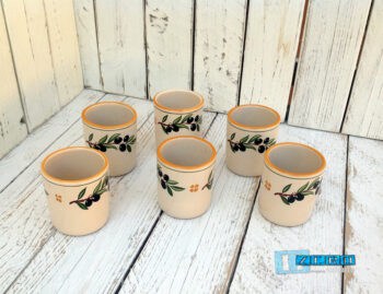 Servizio BICCHIERI da 6 pz. senza manico Terracotta - Ceramica decoro Olive