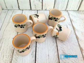 Servizio BICCHIERI da 6 pz. con manico in Terracotta - Ceramica decoro Olive - immagine 2