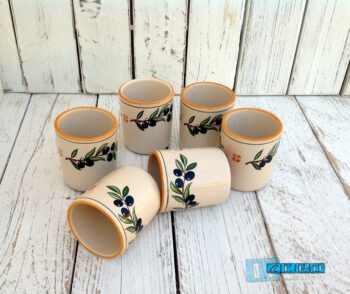 Servizio BICCHIERI da 6 pz. senza manico Terracotta - Ceramica decoro Olive - immagine 3