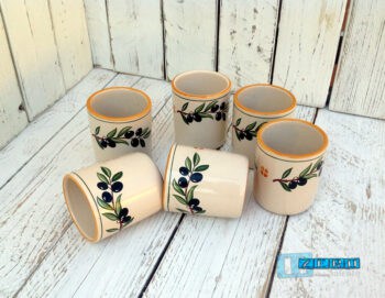 Servizio BICCHIERI da 6 pz. senza manico Terracotta - Ceramica decoro Olive - immagine 2