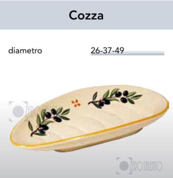 Antipastiera a forma di Cozza in Terracotta - Ceramica decoro Olive