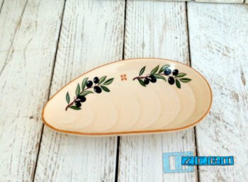 Antipastiera a forma di Cozza in Terracotta - Ceramica decoro Olive - immagine 3