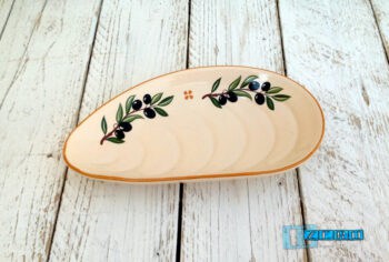 Antipastiera a forma di Cozza in Terracotta - Ceramica decoro Olive - immagine 4