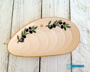 Antipastiera a forma di Cozza in Terracotta - Ceramica decoro Olive - immagine 5