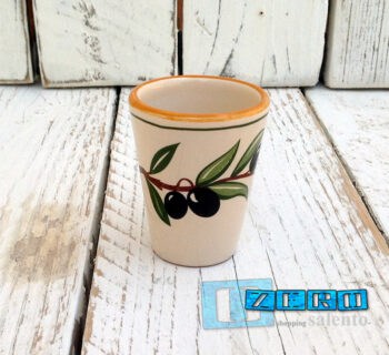 BICCHIERE LIMONCELLO o LIQUORE in Terracotta - Ceramica decoro Olive - immagine 3
