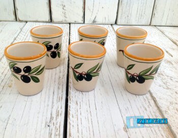 BICCHIERE LIMONCELLO o LIQUORE in Terracotta - Ceramica decoro Olive - immagine 4