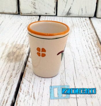 BICCHIERE LIMONCELLO o LIQUORE in Terracotta - Ceramica decoro Olive - immagine 5