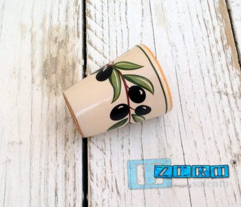 BICCHIERE LIMONCELLO o LIQUORE in Terracotta - Ceramica decoro Olive - immagine 2