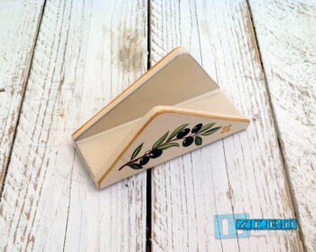 Porta Tovaglioli Triangolo da tavolo in Terracotta - Ceramica decoro Olive - immagine 2