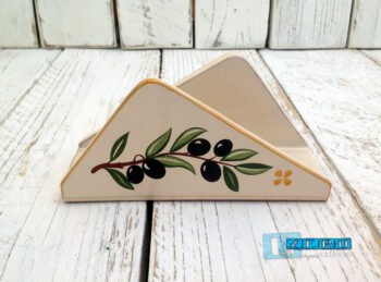 Porta Tovaglioli Triangolo da tavolo in Terracotta - Ceramica decoro Olive - immagine 4