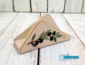 Porta Tovaglioli Triangolo da tavolo in Terracotta - Ceramica decoro Olive - immagine 3