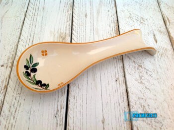 Porta Mestoli - PosaCucchiaio in Terracotta a Cucchiaio - Ceramica decoro Olive - immagine 3